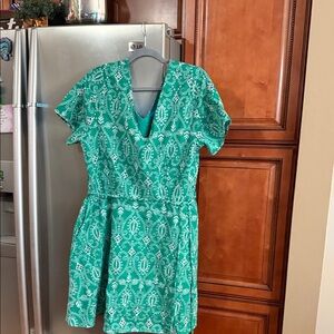 Draper James Emerald Embroidered Dress